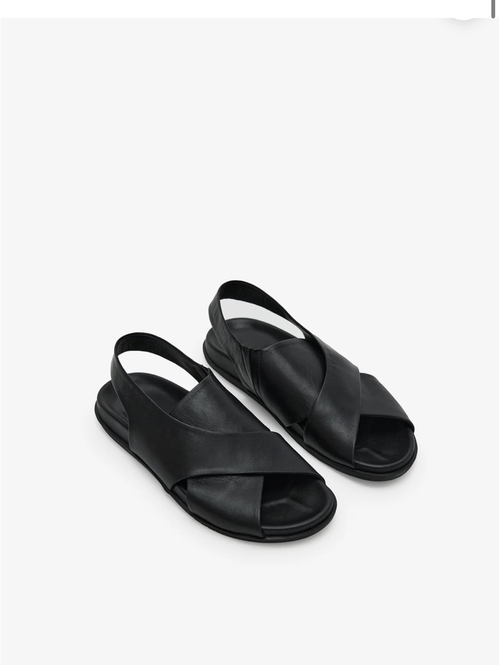 Marcella NYC Women’s Black Heidi Cross-Strap Slingback Sandals